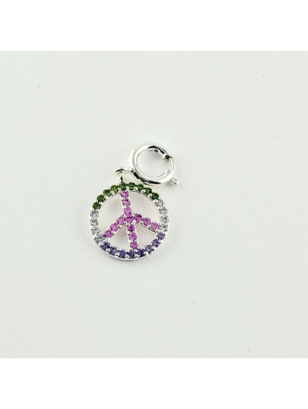 Bomb Party Charm - Multicolor Peace Sign on Silver Plating